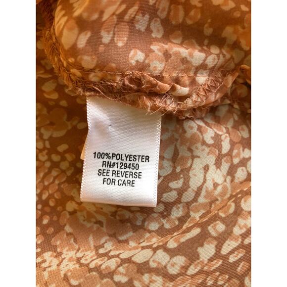 Womens Tunic Blouse Sz M Semi Sheer Peach Animal Print Camisole Roll Tab Sleeves - Picture 8 of 11